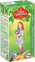 Сок для детей Сады Придонья яблоко слива осветленный без сахара с 5 мес 125 мл