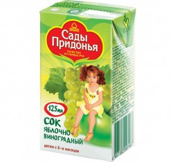 Сок для детей 125 мл Сады Придонья яблоко виноград осветленный с 6 мес