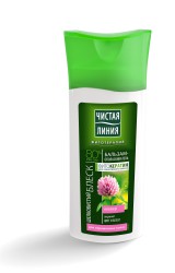 Бальзам-ополаскиватель Чистая линия на отваре целебных трав Шелковистый блеск с экстрактом клевера для окрашенных волос 230 мл